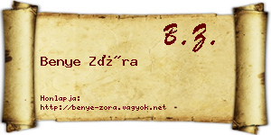 Benye Zóra névjegykártya